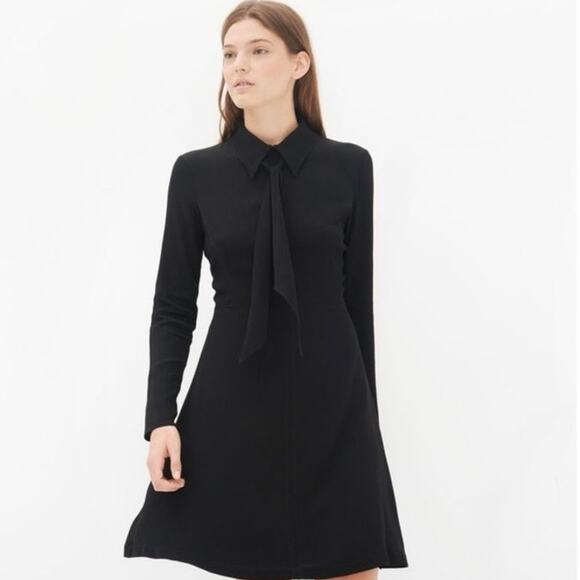 Sandro Rage Tie Neck Long Sleeve Crepe Dress Size 3/US Large - Picture 1 of 9